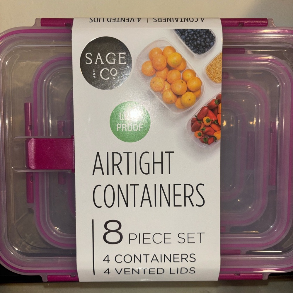Pink Airtight Food Storage Containers - 8 Piece Set